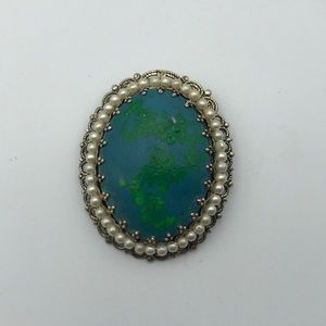 Handpainted World Brooch Made in Hong Kong
